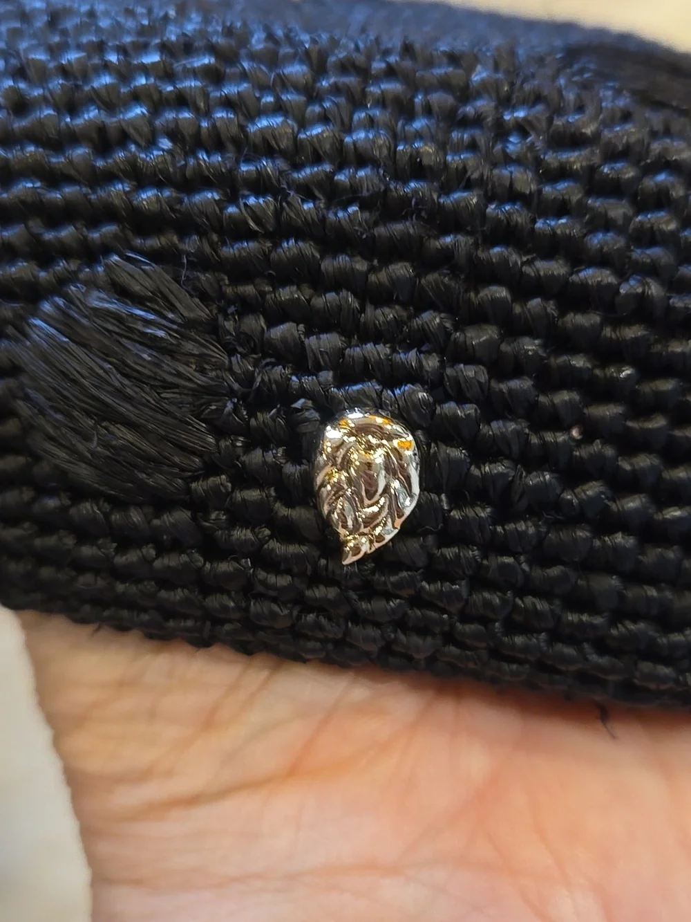 New Helen Kaminski Black Charcoal Polka Dot Raffia Straw Beret - Picture 2 of 8